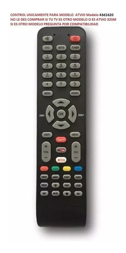 Control Atvio Speler Tv Modelo 43d1620 Tcl-1 06-519w49-b001x