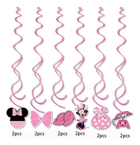 24 Espirales Colgantes De Fiesta De Minnie Mickey Mouse, Ser