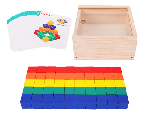 Juego De Bloques De Madera, Colores De Madera, Cubos,