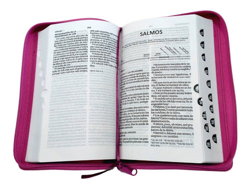 Imagen 2 de 8 de Biblia Rvr60 Letra Grande Color Rosa Con Cierre E Índice