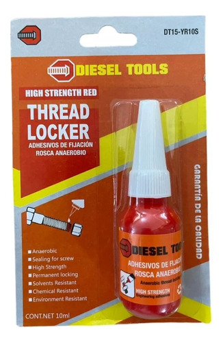 Traba Rosca O Fijador Adhesivo Liquido Rojo 10ml Diesel Tool