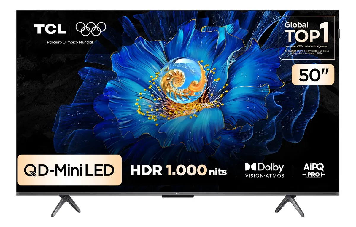 Smart Tv Tcl 50 Polegadas Qd-Mini Led 4k C6ks Wifi Bluetooth Google Tv Hdr10+ Dolby Atmos 50c6ks