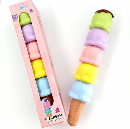 Resaltador C/forma Helado Love Color Variado Papeleria Set 5