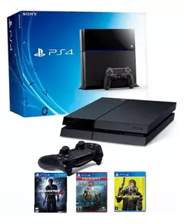 Sony Ps4 Playstation 4 Slim Ou Fat + 2 Jogos Cor Preto Onyx