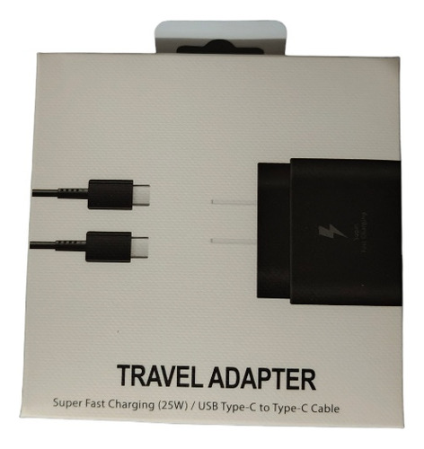 Cargador Samsung 25w + Cable Tipo C / S20 Plus Fe Ultra A70 Color Negro