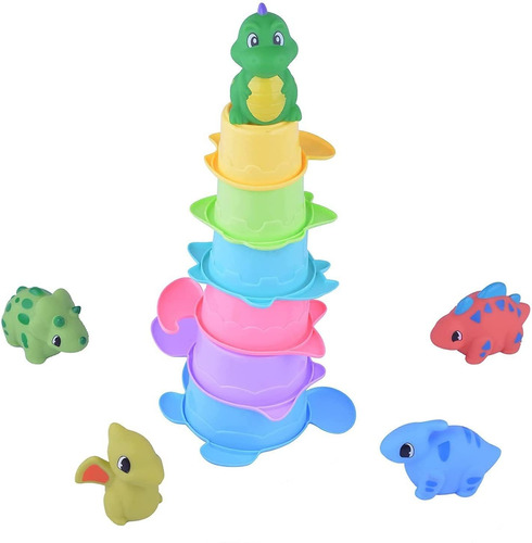 Little Bado Dinosaurio Apilable Tazas Juguete Lindo Bebé Bañ