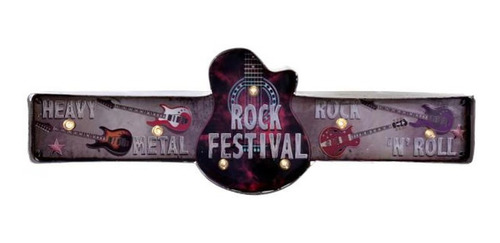 Chapa Led Retro Rock Festival 60x20 Cm - Hay De Todo!