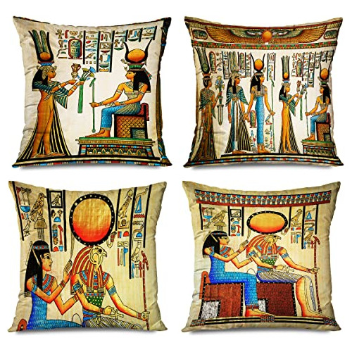 Fundas De Almohada De Egipto Juego De 4, 18x18 Pulgadas...