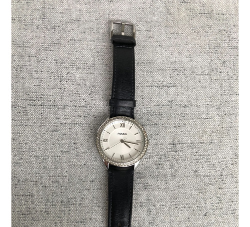 Reloj Fossil Vintage Mujer Modelo C181013 Brillantes Negro Plateado Blanco (Reacondicionado)
