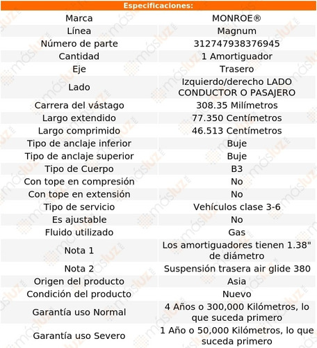 1) Amortiguador Magnum Izq/der Tras C500 81/16