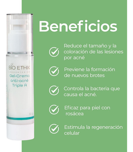 Bio Ethik Gel Crema Acne Triple A 50gr Anti Acne Todo Tipo De Piel Día/noche