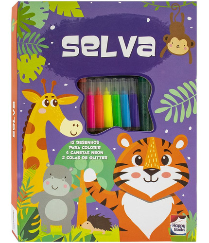 Meu Adorável Superkit De Colorir: Selva, De Brijbasi Art Press. Editorial Happy Books, Capa Mole Em Espanhol