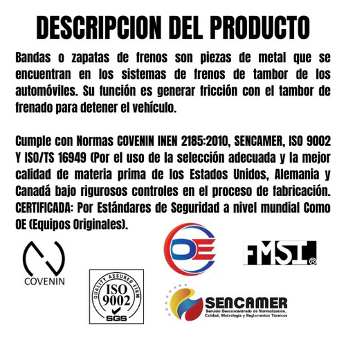 Bandas De Freno Traseras Chevrolet Aveo Ls 08 09 10 11 1547