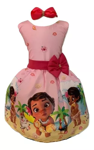 Vestido Moana Baby Infantil Luxo Festa Aniversário