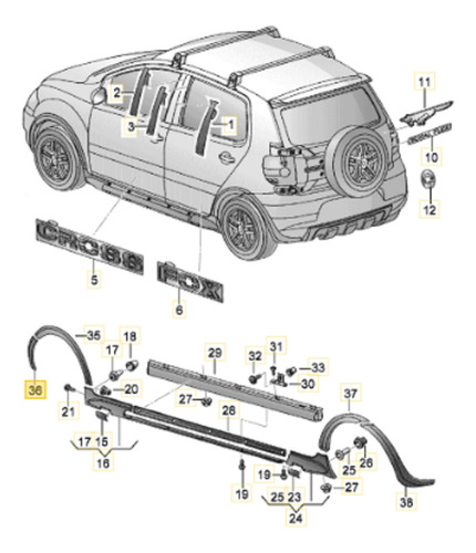 Moldura Guardabarro Delantero Izquierdo Vw Crossfox
