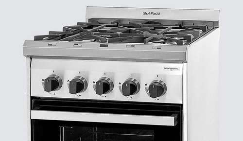 Cocina Sol Real Profesional 516mgv 4 Hornallas Visor R. Fund Color Acero Inoxidable