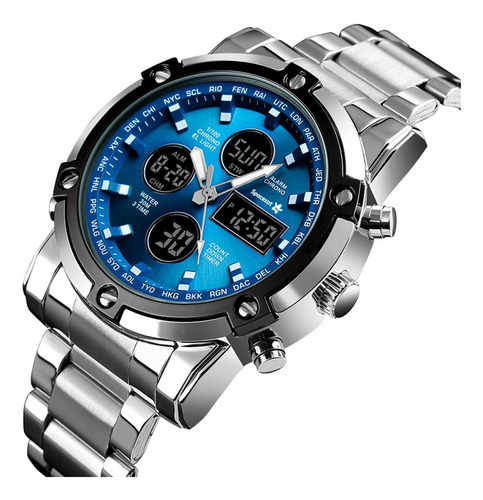 Imagen 2 de 3 de Reloj Correa Metal Digital The Classic Silver&blue Spacezat
