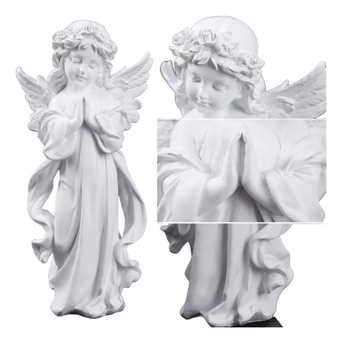 Set De 2 Estatua Angel Guarda Rezando Pie Jhn