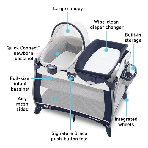 Parque Infantil Para Moisés Portátil Graco Pack 'n Play Quic