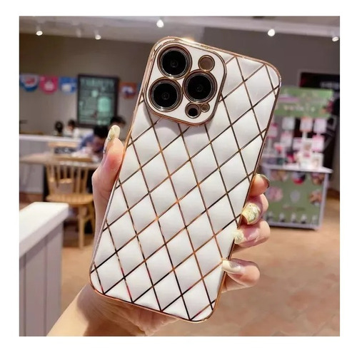 Funda Deluxe Para iPhone 13 Pro Textura Galvaniplastia Color Blanco Geométrico