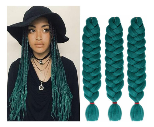 Jumbo Box Trenzas Crochet Hair 6 Paquetes 41  Color Verde Pu