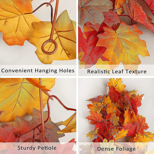 2 Unidades De Guirnaldas De Otoño,fall-decor Maple Leaf,175
