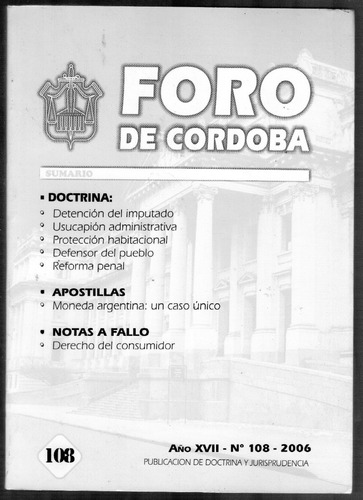 Foro De Cordoba Año Xvii Nº 108- 2006