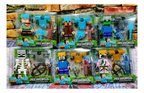 Minecraft My World Personagens Grandes 10 Cm Kit Com 6 80