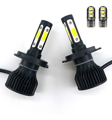 Par Ampolletas Turbo Led H4 V7 6500k 12000lm 12v 24v + 2 T10