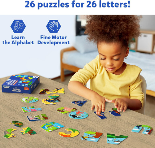 Skillmatics Animal Alphabet Puzzle - Rompecabezas De 52 Piez