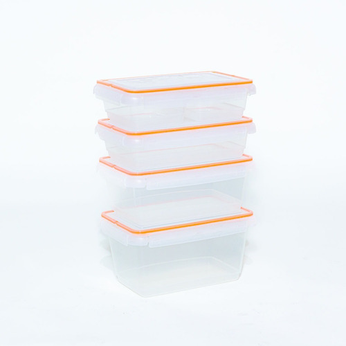 X 4 Hermeticos Plasticos Kendylock Color Naranja