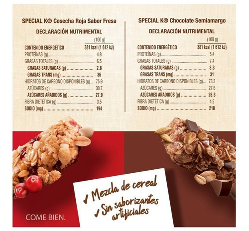 Barras De Cereal Special K Kellogg's Cosecha Roja De 25 Pzas