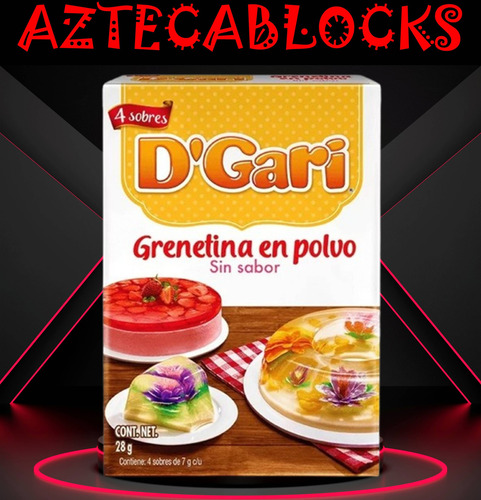 Grenetina De Agua Sin Sabor D'gari 4 Sobres 7 Gramos C/u