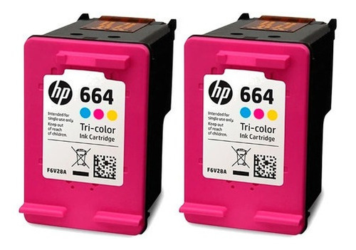 Combo 2 Cartuchos 664 Hp Tinta Original Tricolor F6v28al