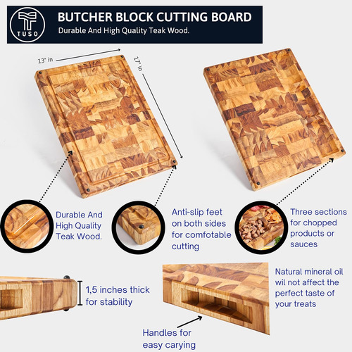 Tabla De Cortar Butcher Block 17 X 13 X 1.5 Pulgadas Tabla D