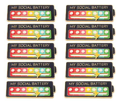 Broche Esmaltado Negro P My Social Battery 7 Moods, 10 Unida