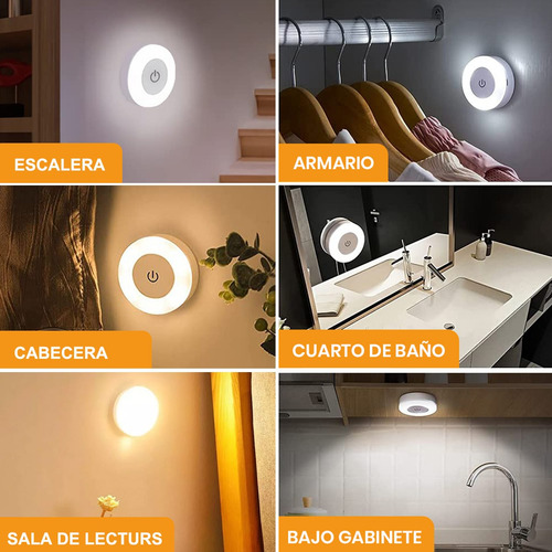 Y Luz Noche Lámpara Pared Focos Led Clóset Recargable Usb