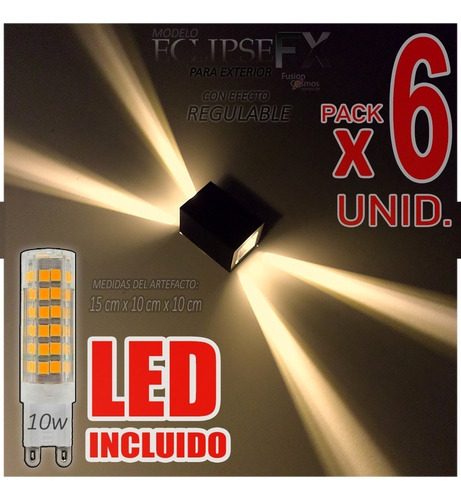 Imagen 1 de 10 de Aplique Difusor Exterior Efecto Fx Led Incluido 10w Pack X6