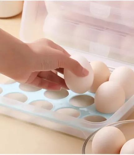 Contenedor Huevera Plástica Apilable Con Tapa Para 15 Huevos Color Verde
