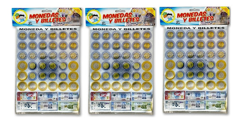 3 Planillas 18 Billetes Y 108 Monedas Didácticos Mexicanos