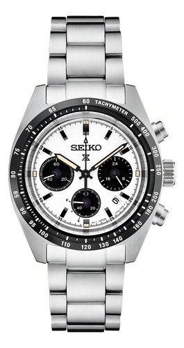 Reloj Seiko Prospex Speedtimer Solar Chronograph Ssc813p1 Color De La Malla Plateado Color Del Bisel Negro Color Del Fondo Blanco