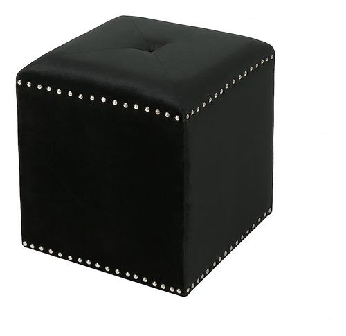 Christopher Knight Home Allen Glam Velvet Ottoman, Negro