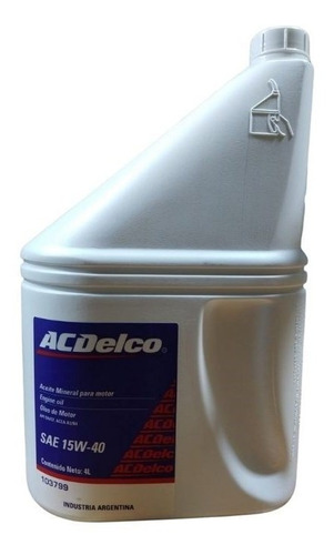 Imagen 1 de 11 de Aceite Acdelco Mineral 15w40 4 Lt Chevrolet Api 3 