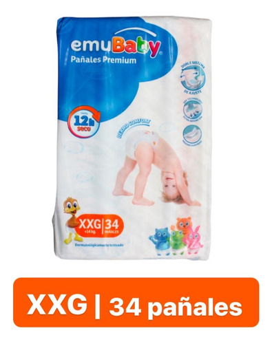 Pañales Emubaby Premium Talla Xxg- 34uds Extra Extra Grande