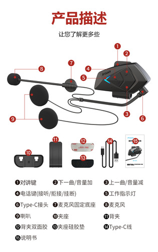 Manos Libres Bluetooth Inwa Mz-391 Para Casco De Moto