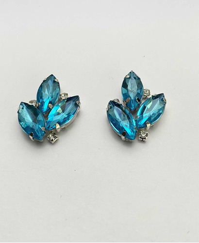 Aros De Fiesta Con Gemas, Elegantes. Finos, Aros Turquesa.