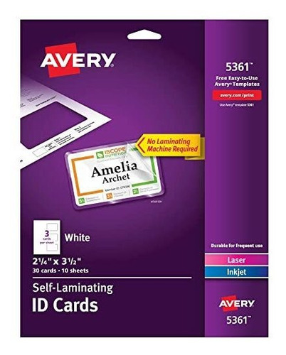 Papel Para Plastificar Avery Self Laminating Cards, Imprimib