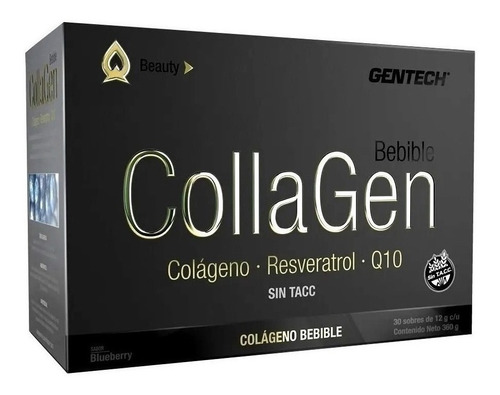 Imagen 1 de 2 de Suplemento en polvo Gentech  Beauty Collagen colágeno sabor blueberry en caja de 360g 30 un