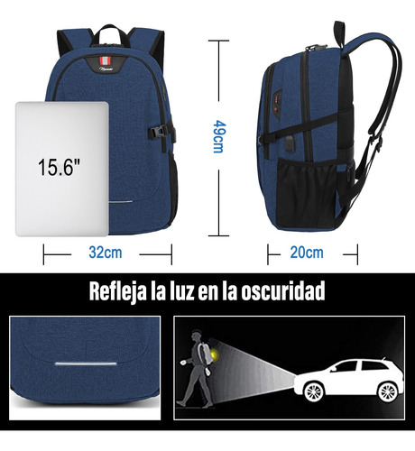 Mochila Antirrobo De 15.6 Pulgadas De Carga Usb Para Portáti