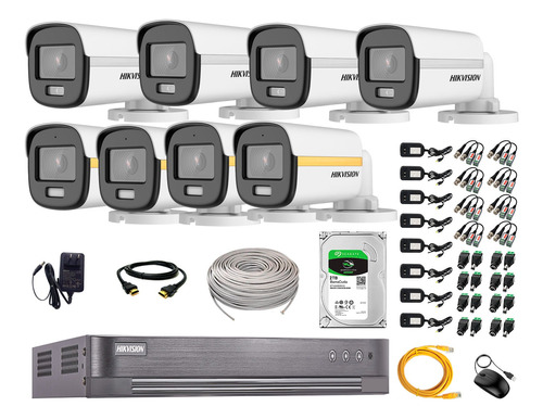 Cámaras Seguridad Exterior Kit 8 1080p Colorvu Noche + 2tb